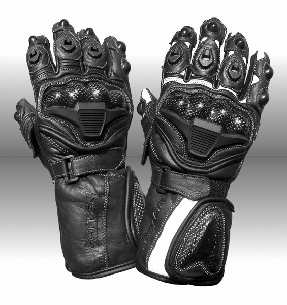 Fury2 Motorcycle glove black and white Large (image for) Fury2 Motorcycle glove black and white Large
